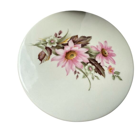 Vintage Jaeger Floral Cottage Coquette Flowers Ceramic Round Pottery Trinket Pot - Picture 6 of 11